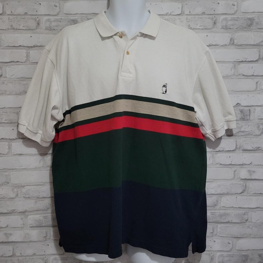 Vtg Anchor Bay Color Block Striped Shirt Y2K 90s Mens Polo XL